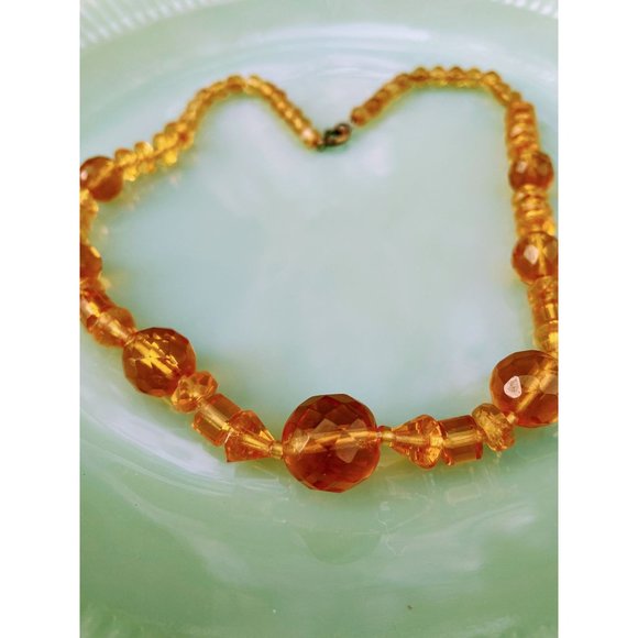 Art Deco Amber Glass Beaded Choker necklace - Picture 6 of 9
